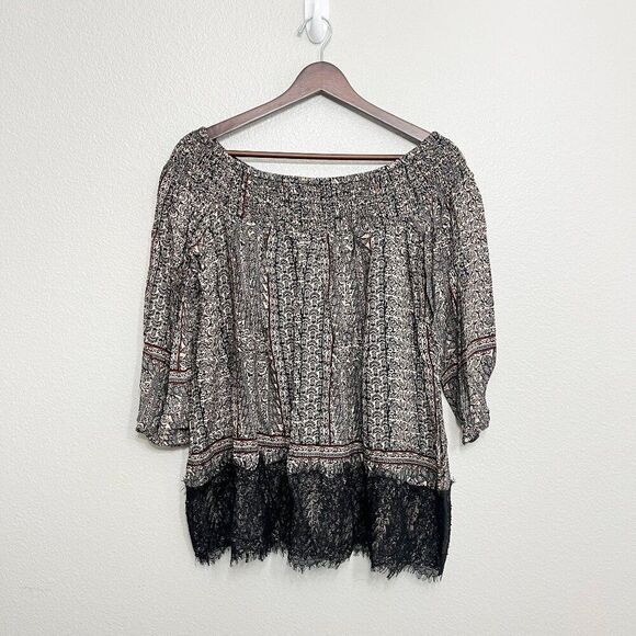 Anthro Vanessa Virginia Off Shoulder Top Size Small Women's Lace Trim - Picture 1 of 6